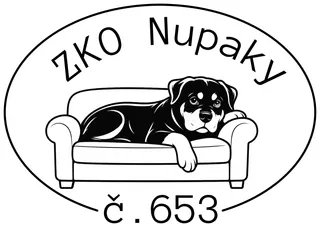 Logo ZKO Nupaky č. 653 – pes hovící si na gauči